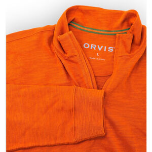 Orvis Signature Softest Quarter-Zip Pullover Burnt Orange Men's L 100% Cotton